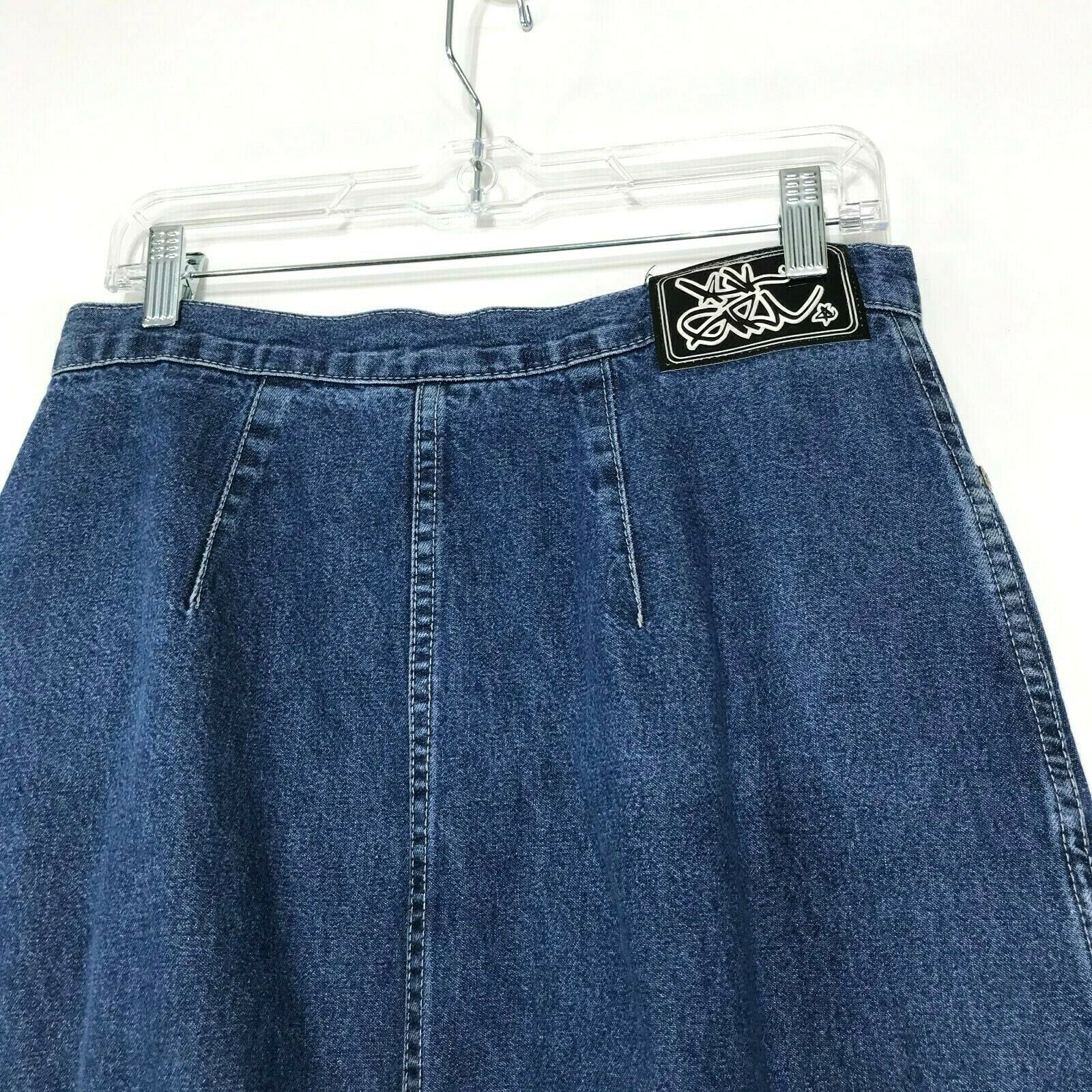 RARE Vtg 90's KIK GIRL Denim Long Skirt L Large 30 x 40 Skater Raver Blue Jean - Fresh Stock Dated March 2026