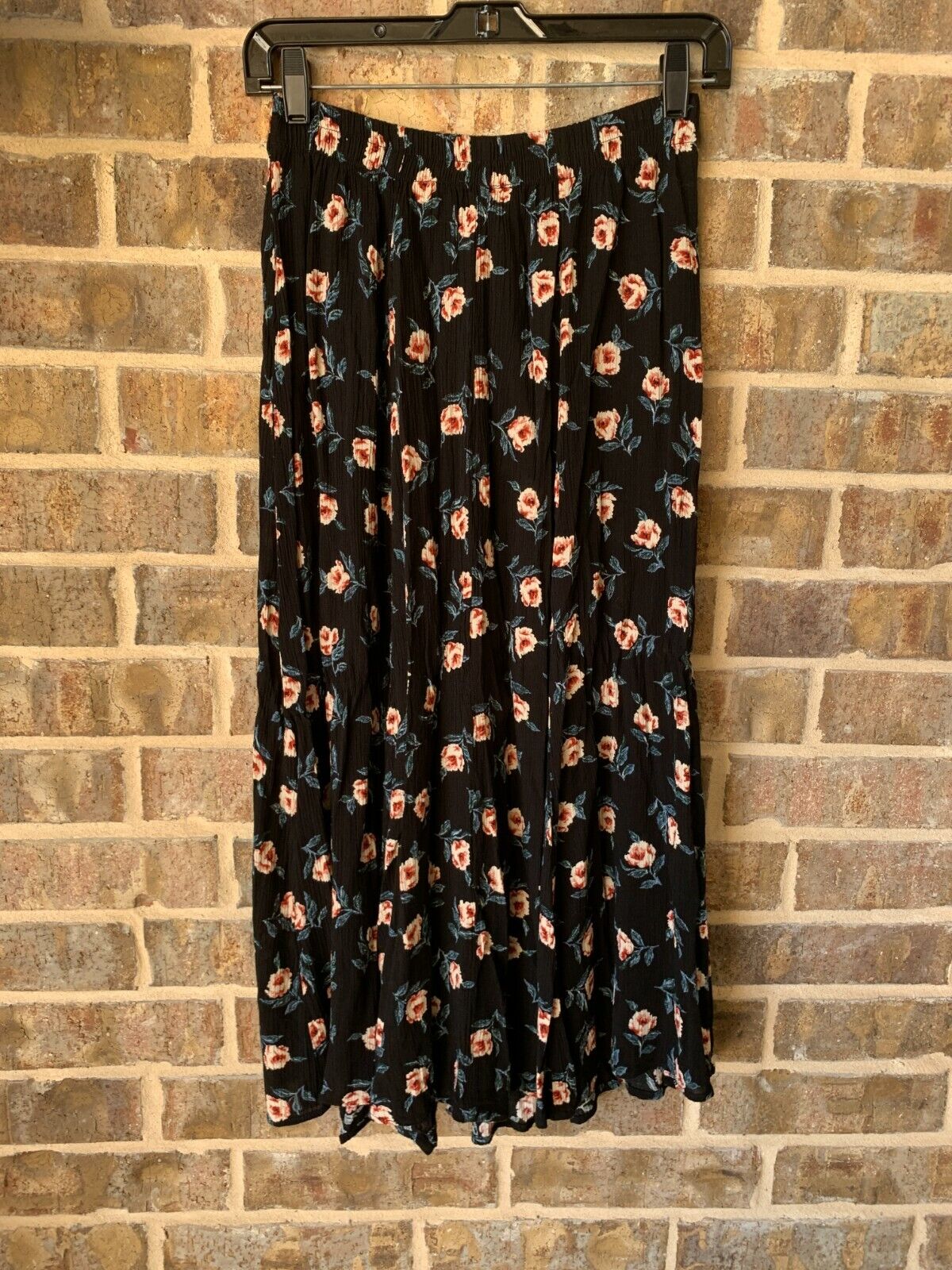 Krush California vintage 90's floral button front skirt black pleated gauze look - Fresh Stock Dated March 2026