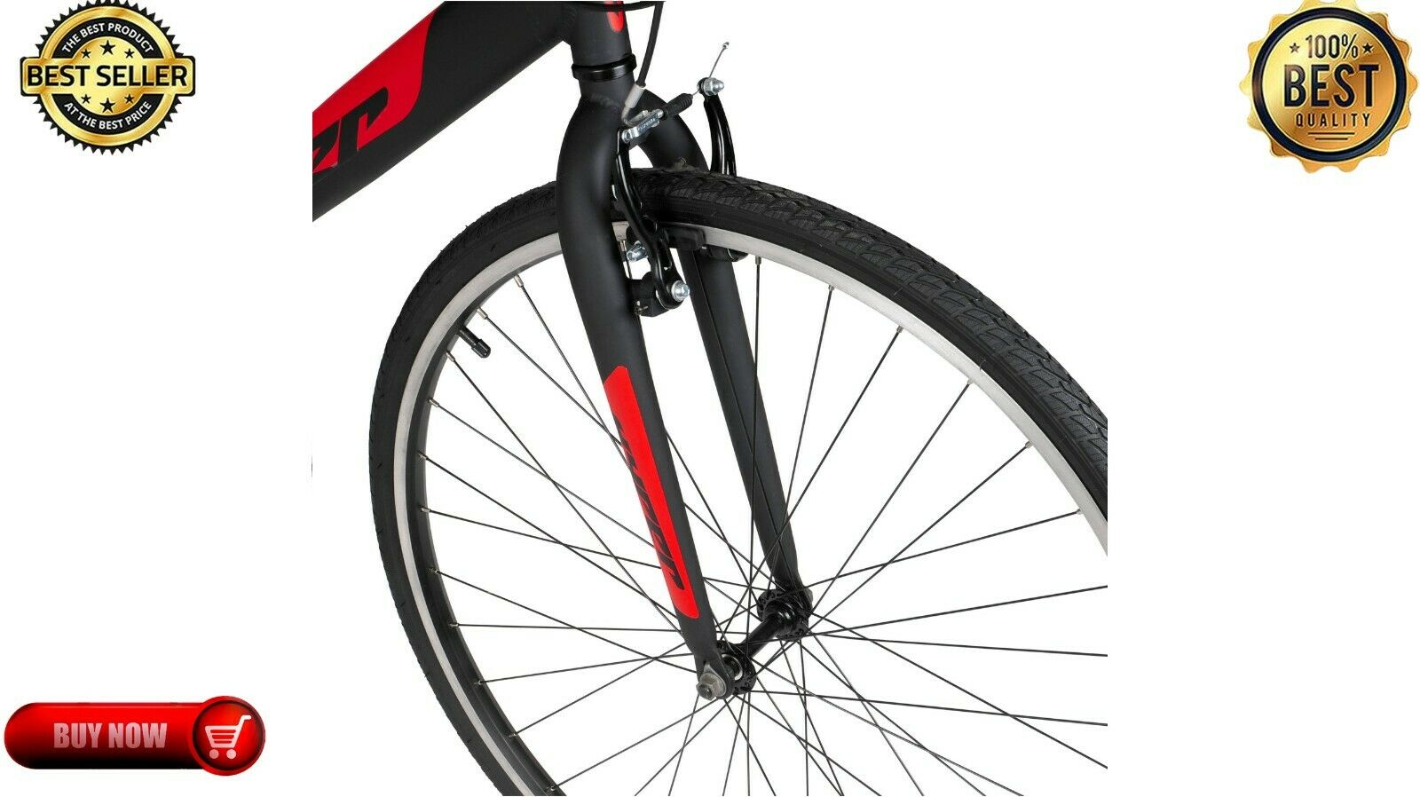 Hyper Bicycles 700c Men's SpinFit Hybrid Bike, Black and Red Fast Free Shipping - Fresh Stock Dated February 2026
