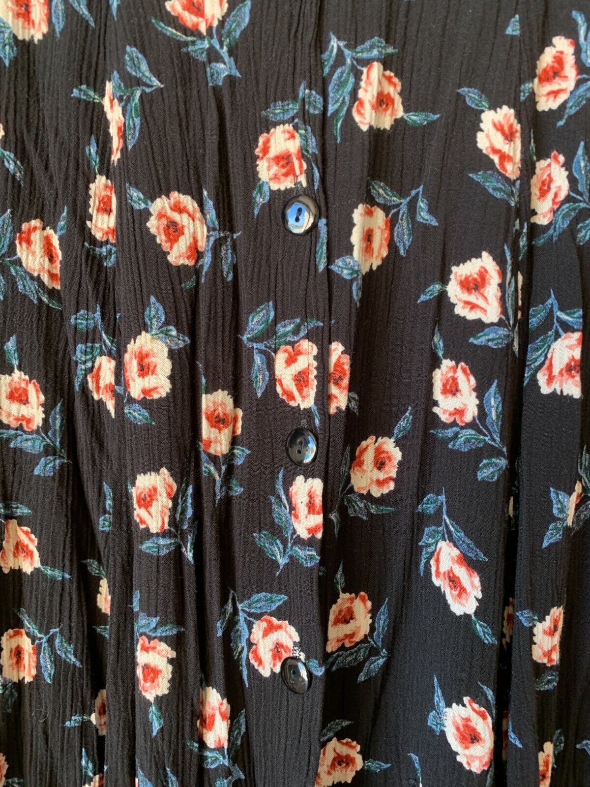 Krush California vintage 90's floral button front skirt black pleated gauze look - Fresh Stock Dated March 2026