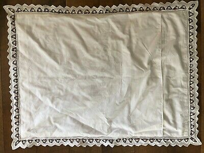 Vintage Standard Pillow Sham White Cut Out Applique Cotton Lace ROMANTIC! - Fresh Stock Dated December 2025