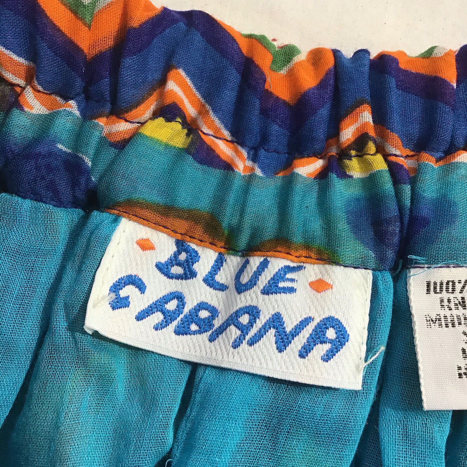 Vintage Blue Cabana Long Skirt Multi Color All Over Print Women's Small - Fresh Stock Dated March 2026