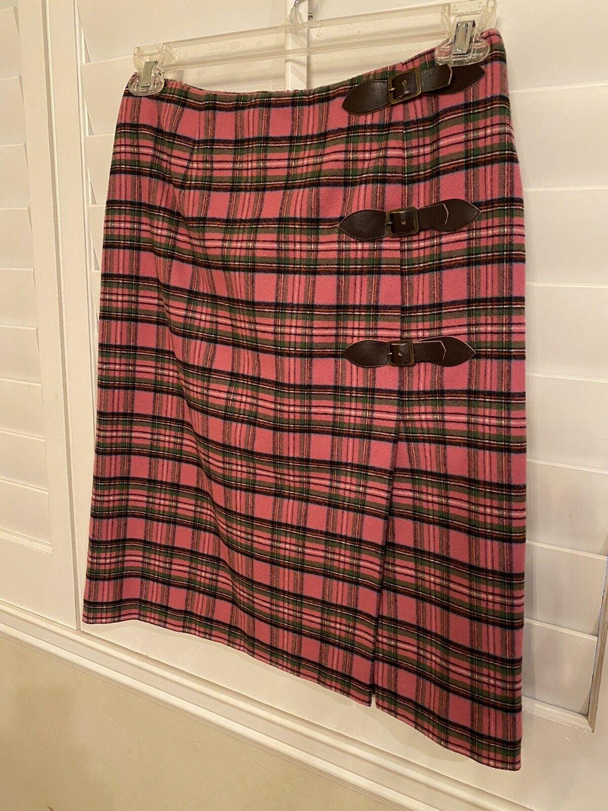 Vintage Rare  1970/80's Lilly Pulitzer Wool Blend Lined Skirt Pink Plaid Slit - Fresh Stock Dated March 2026