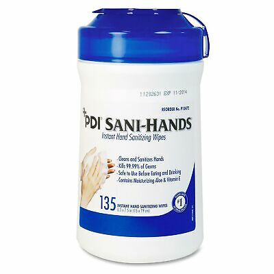 Sani-Hands Unscented Wipe Hand Sanitizing Wipe 135 Count Canister 1620 per Case - Fresh Stock Dated February 2026