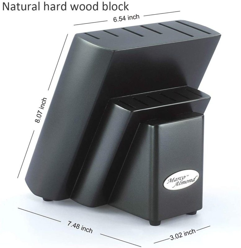 Marco Almond KYA27 Kitchen Knives Set with Wooden Block Rainbow Titanium Coating - Fresh Stock Dated December 2025