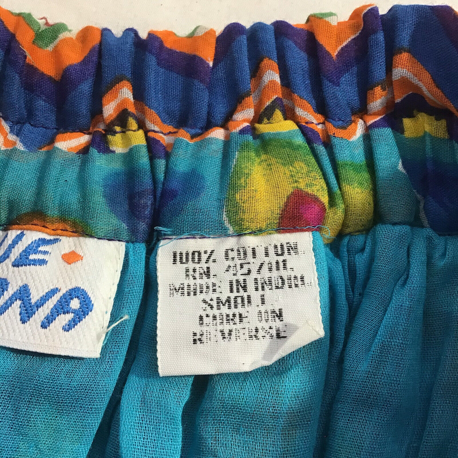 Vintage Blue Cabana Long Skirt Multi Color All Over Print Women's Small - Fresh Stock Dated March 2026