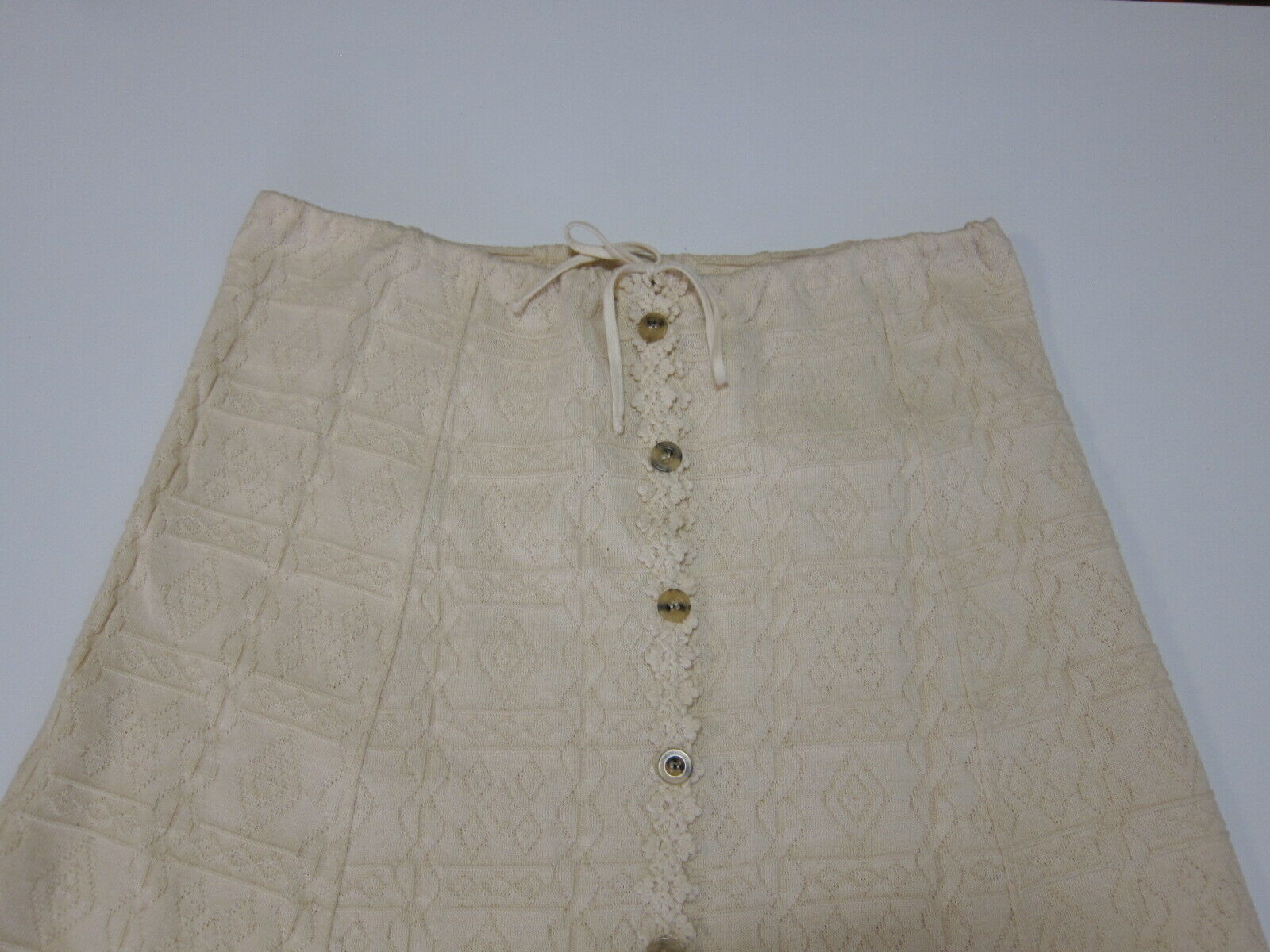 Vintage Handmade Ecuador Ivory Cotton Embroidered Maxi Long Skirt Women Large - Fresh Stock Dated March 2026