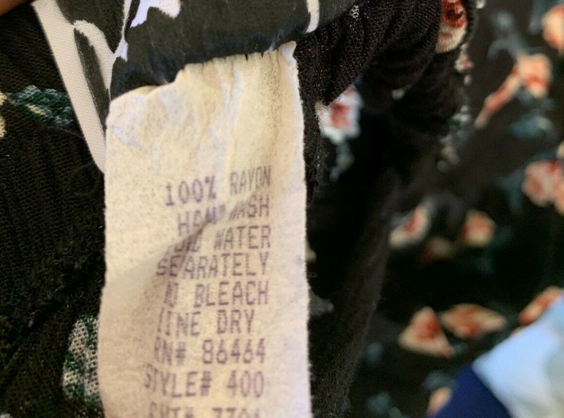 Krush California vintage 90's floral button front skirt black pleated gauze look - Fresh Stock Dated March 2026