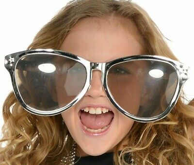 JUMBO SILVER EYE FRAME GLASSES BIG Lenses Clown Nerd Funny Giant Joke Sunglasses - Fresh Stock Dated February 2026