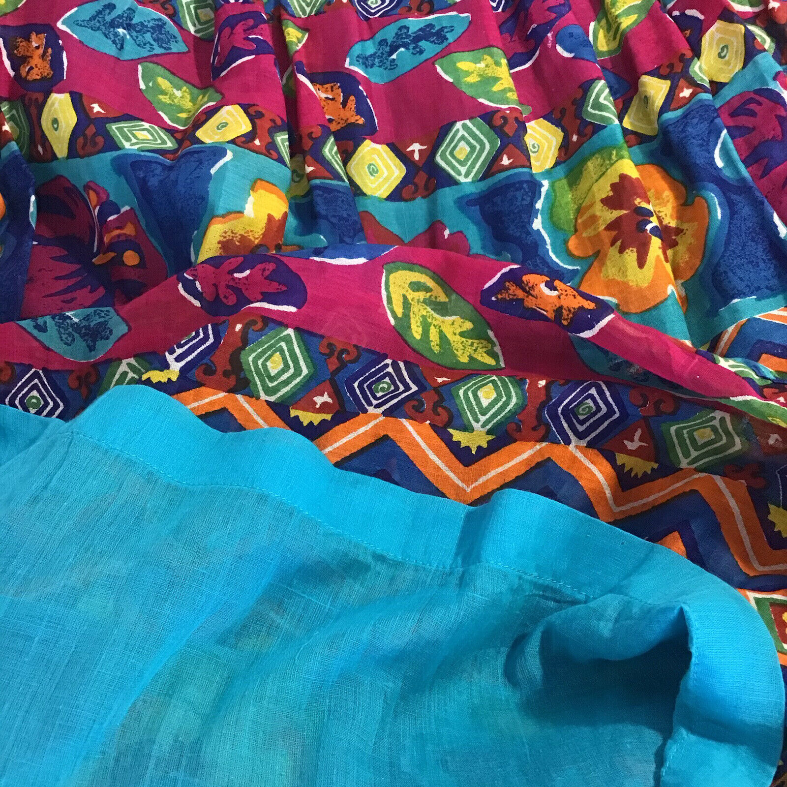 Vintage Blue Cabana Long Skirt Multi Color All Over Print Women's Small - Fresh Stock Dated March 2026