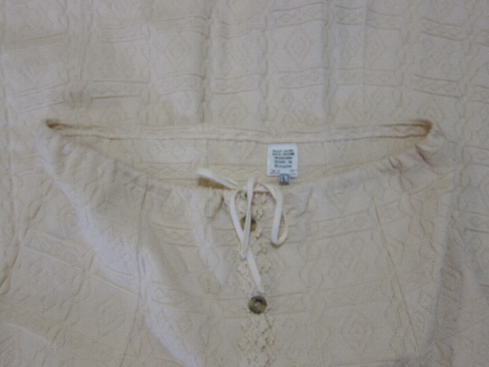 Vintage Handmade Ecuador Ivory Cotton Embroidered Maxi Long Skirt Women Large - Fresh Stock Dated March 2026