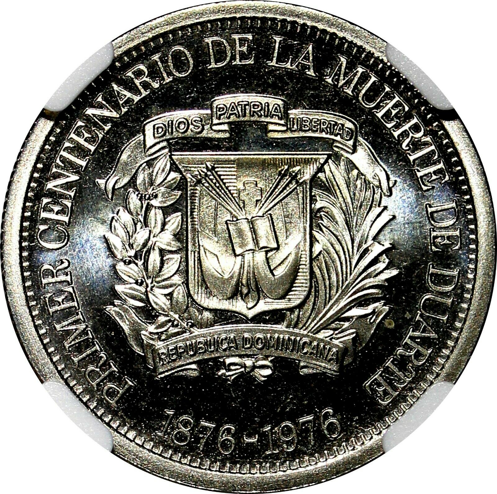 DOMINICAN PROOF 1976 25 Centavos NGC PF67 CAMEO Mintage-5,000 TOP GRADED KM# 43 - Fresh Stock Dated December 2025