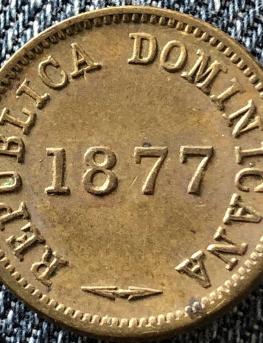 1877 Un Centavo Dominican Republic Very Nice Coin B1 - Fresh Stock Dated December 2025