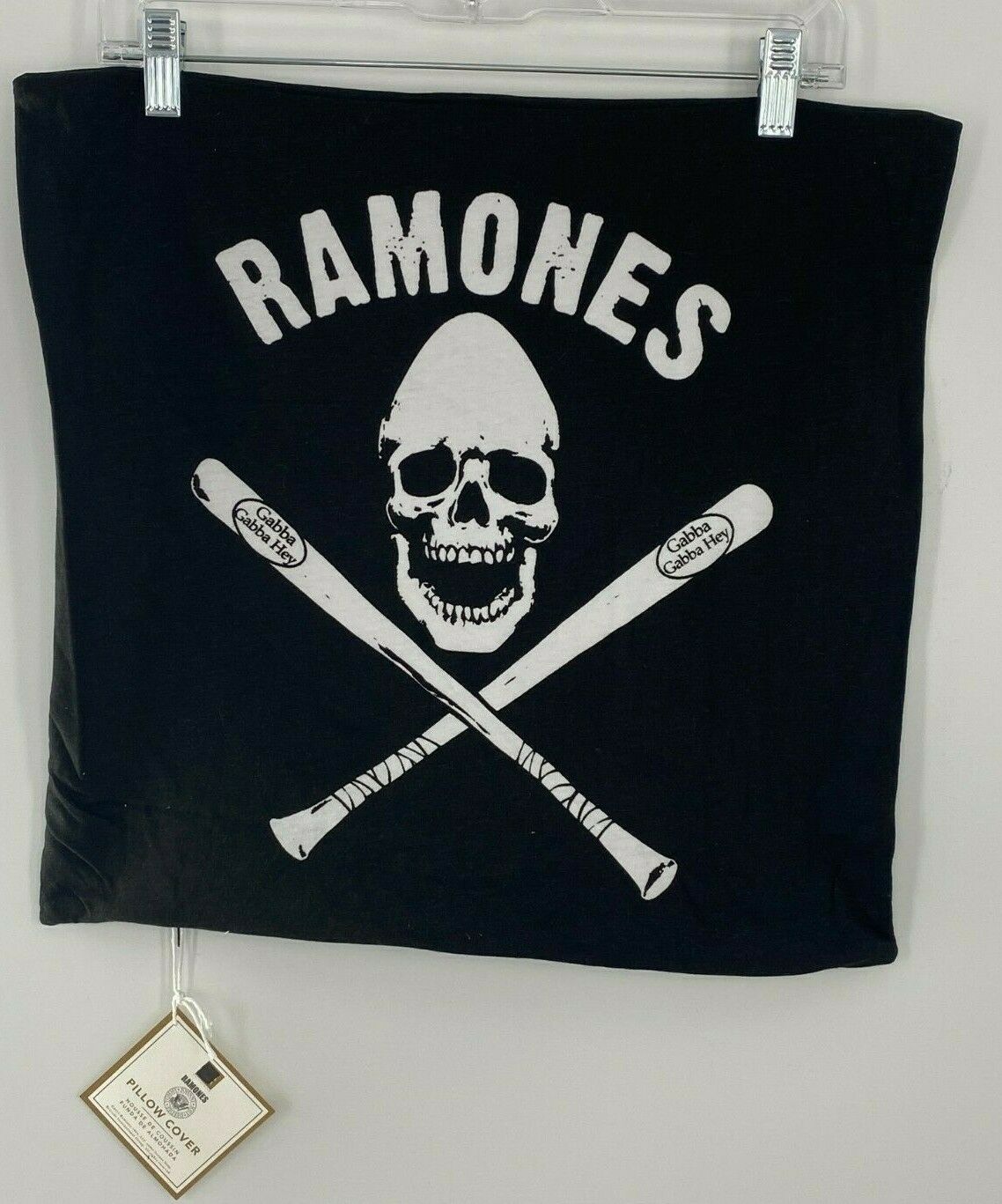 Pottery Barn Teen Ramones Band Art Skull Black Pillow Cover 18