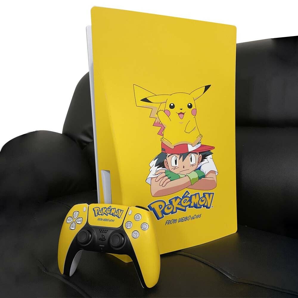 Disc Version PlayStation 5 Skin Decal Vinyl Cover Console Pokemon Pikachu Ps5 - Fresh Stock Dated December 2025