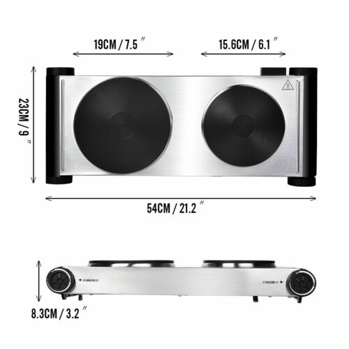 Electric Double Burner Hot Plate Portable Cooking Stove Cast Heater Kitchen - Fresh Stock Dated December 2025