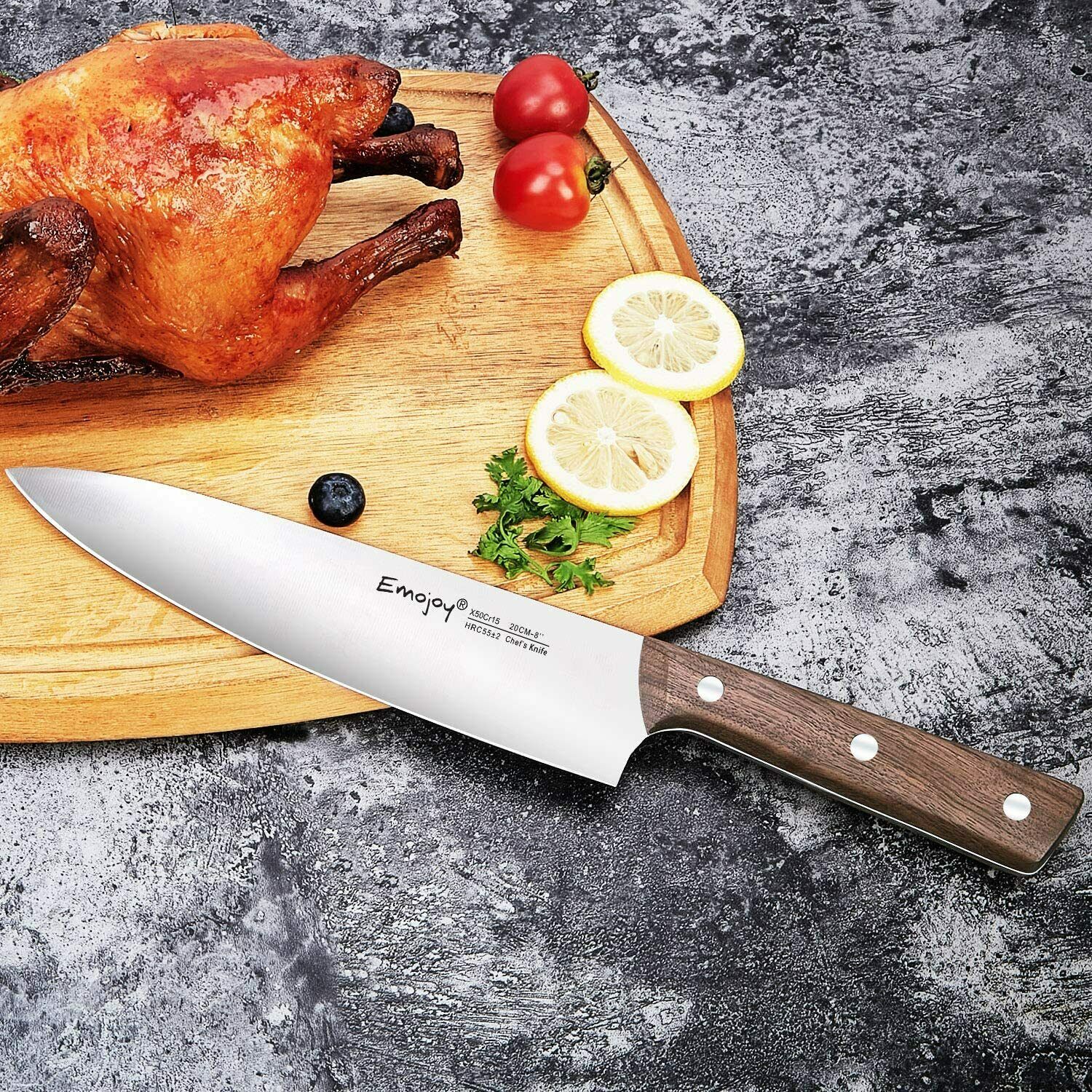 Emojoy Knife Set, Kitchen Knife Set with Block Wooden,German Stainless Steel - Fresh Stock Dated January 2026