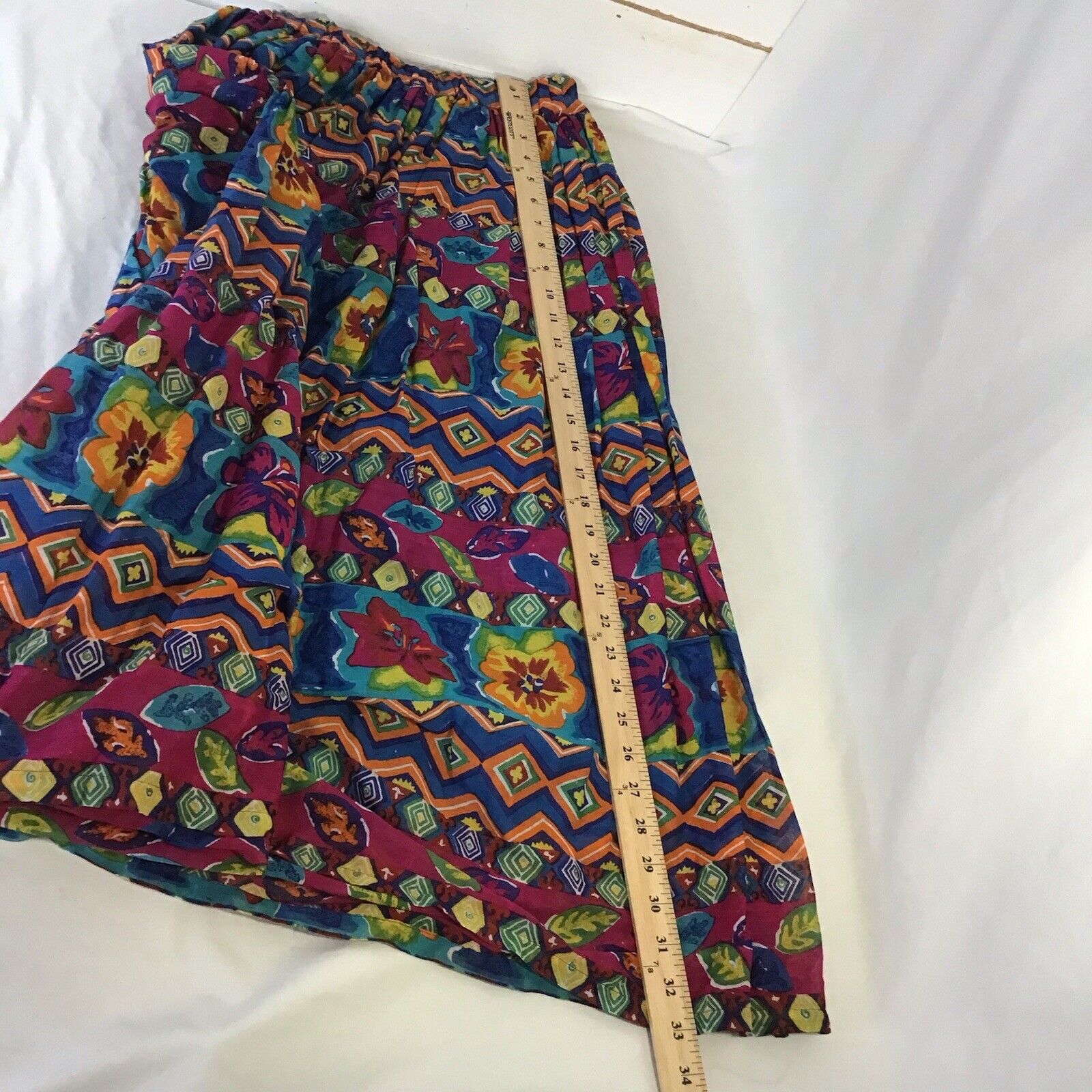 Vintage Blue Cabana Long Skirt Multi Color All Over Print Women's Small - Fresh Stock Dated March 2026