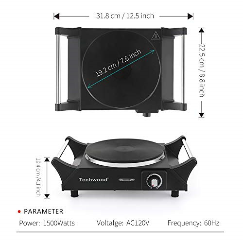 Techwood Hot Plate Portable Electric Stove 1500W Countertop Single Burner with & - Fresh Stock Dated February 2026