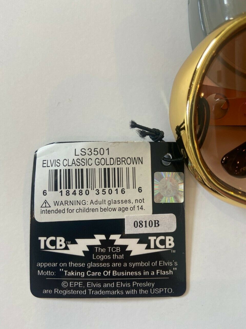 ELVIS PRESLEY SIGNATRUE PRODUCT TCB GOLD & BROWN SUNGLASSES  UV400 - Fresh Stock Dated February 2026