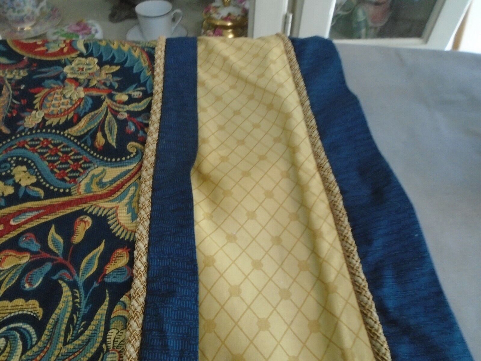 Waverly Pillow Sham Blue Gold Piping PAISLEY PRINT RN 105021 - Fresh Stock Dated February 2026