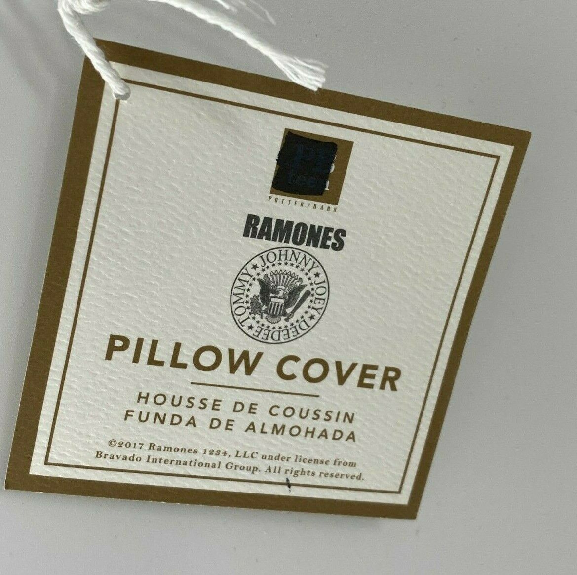 Pottery Barn Teen Ramones Band Art Skull Black Pillow Cover 18