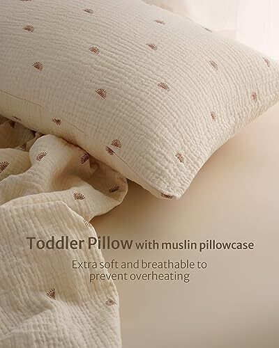 Toddler Pillow with Muslin Cotton Pillowcase, 13x18 Kids Pillows for Sleeping... - Fresh Stock Dated February 2026