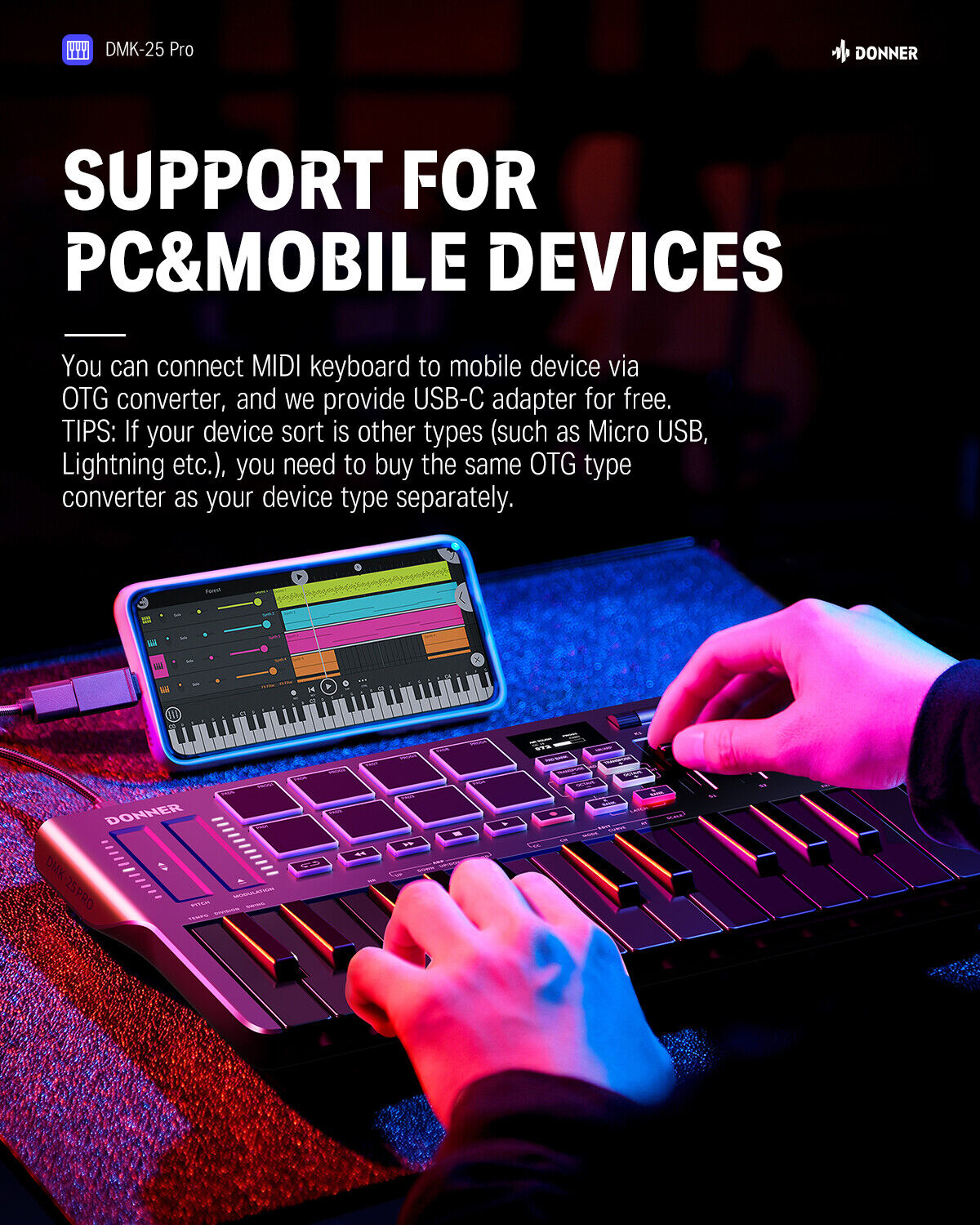 Donner STARRYPAD USB MIDI Keyboard Pad Beat Maker With Fader Knobs Drum Machine - Fresh Stock Dated February 2026