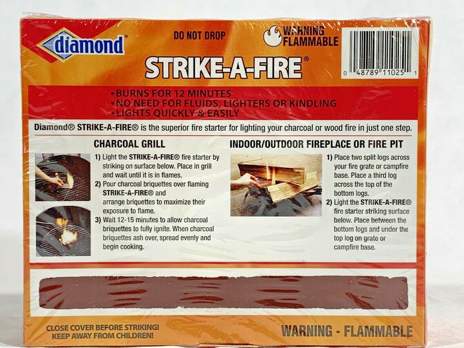 Diamond  48-Pack Strike-A-Fire Starter Match Sticks Firestarter Log Long Burn - Fresh Stock Dated December 2025