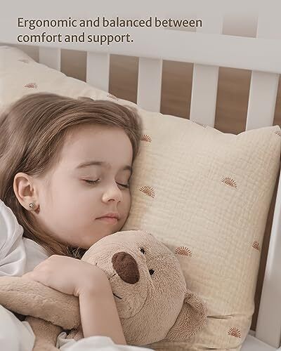 Toddler Pillow with Muslin Cotton Pillowcase, 13x18 Kids Pillows for Sleeping... - Fresh Stock Dated February 2026