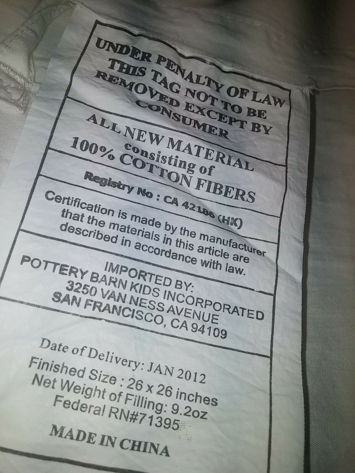 Pottery Barn Kids 'Lauren' Quilted Euro Sham - Fresh Stock Dated February 2026