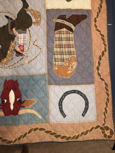 Patch Magic Quilted Cowboy Throw Blanket~Wall Hanging~52” X 62” Western EUC - Fresh Stock Dated December 2025