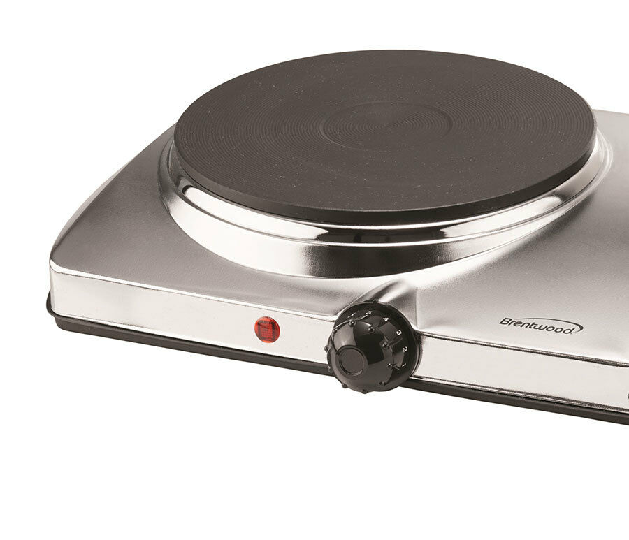 BRAND NEW Brentwood TS-372 Electric Twin Burner - Chrome, Stainless Steel - Fresh Stock Dated December 2025