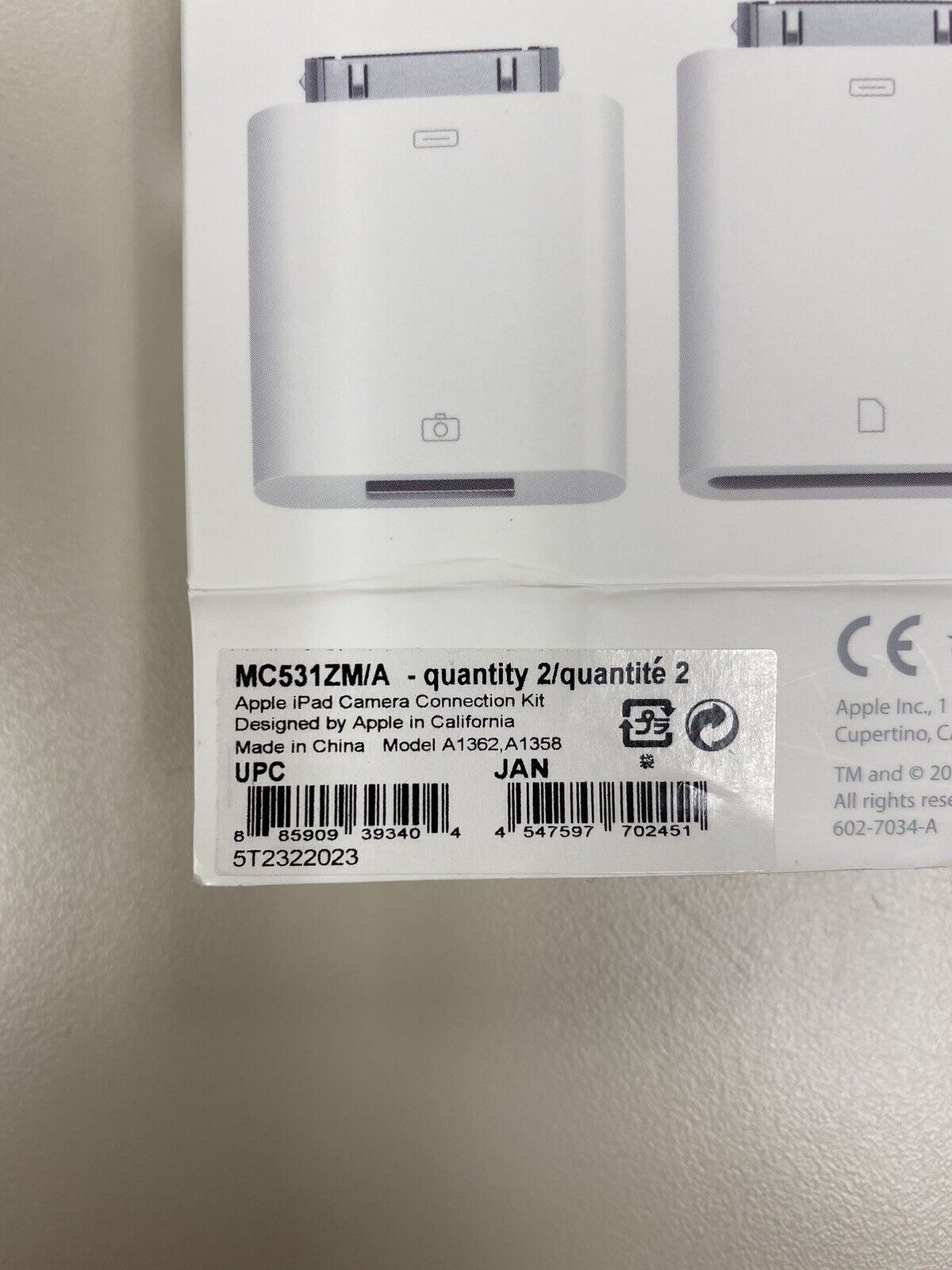 iPad Camera Connection Kit MC531ZM/A  Apple - Fresh Stock Dated February 2026