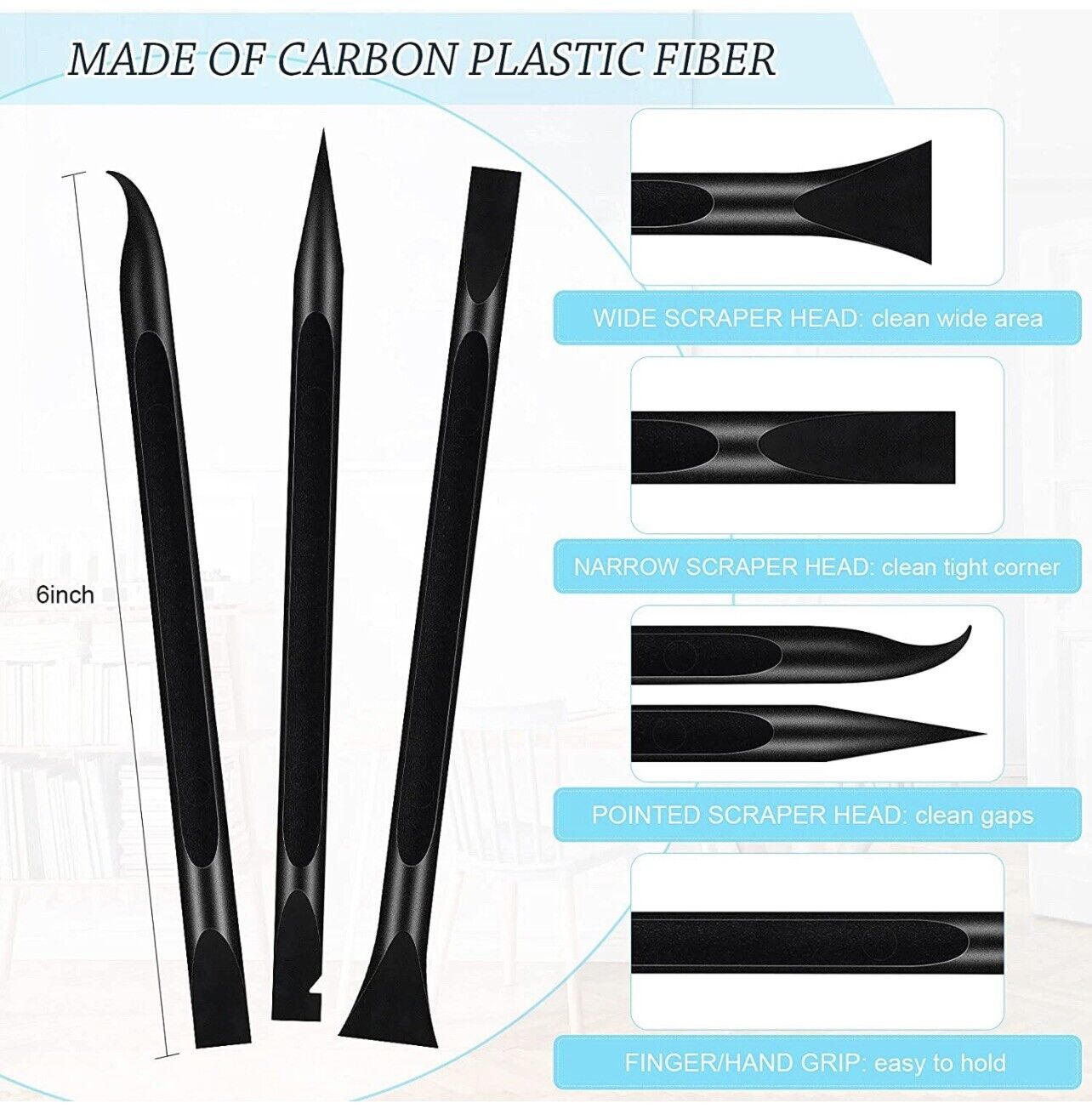 Plastic Scraper Tool Carbon Fiber Multipurpose pry Cleaning for cell phone Mobil - Fresh Stock Dated February 2026