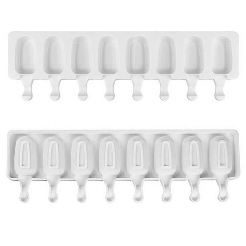8 Cell Silicone Ice Cream Mold Juice Popsicle Maker Ice Lolly Pop Mould + Sticks - Fresh Stock Dated February 2026