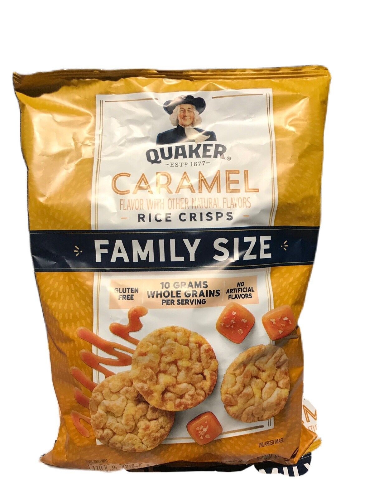 Best By 06/2022 Quaker Caramel Flavor Rice Crisps Gluten Free Family Size 9.8 oz - Fresh Stock Dated February 2026