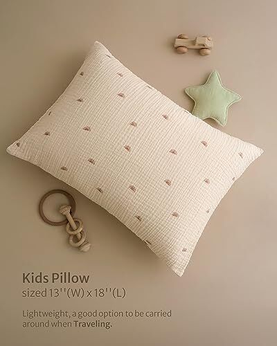 Toddler Pillow with Muslin Cotton Pillowcase, 13x18 Kids Pillows for Sleeping... - Fresh Stock Dated February 2026
