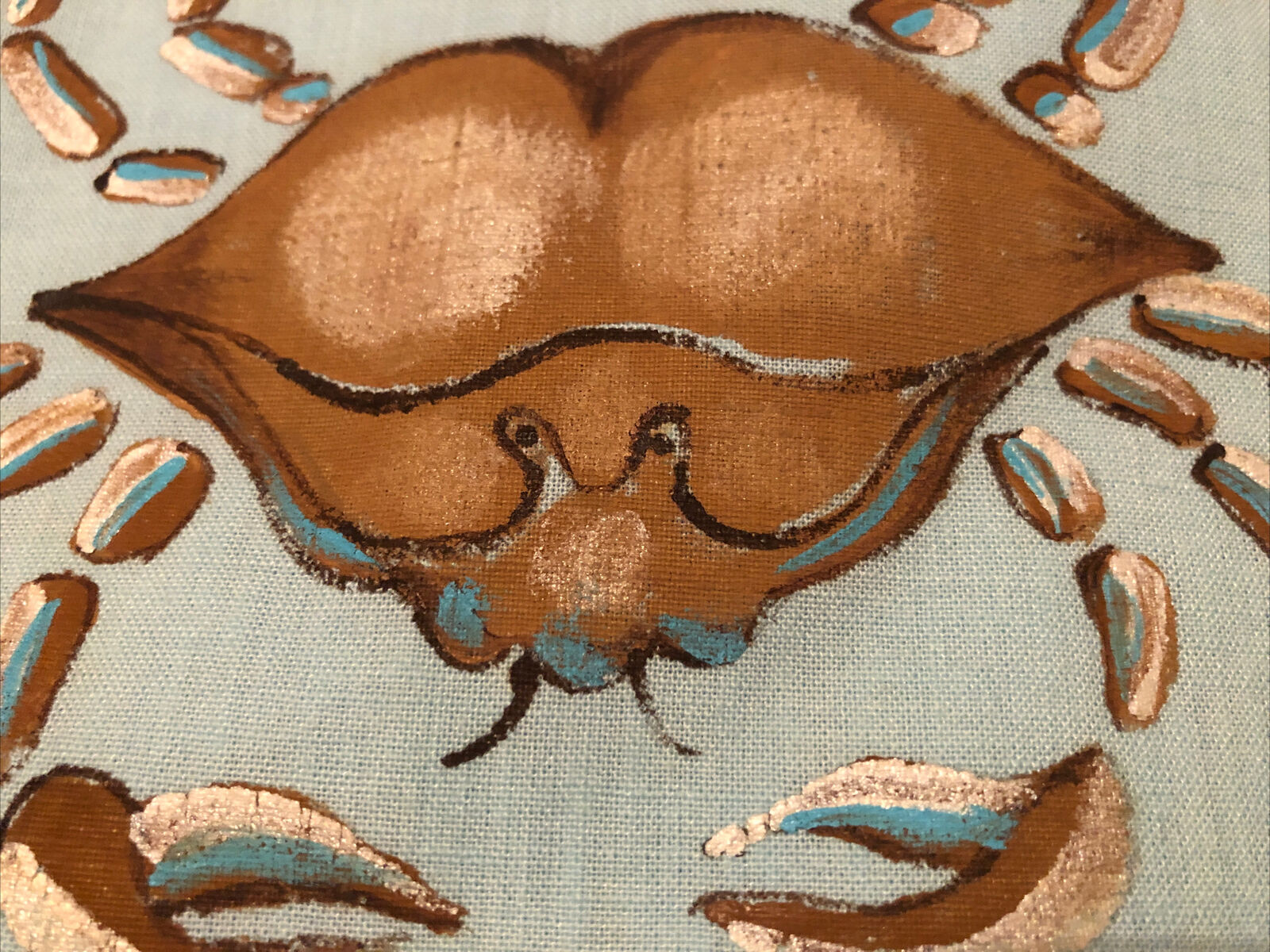 Vintage 70s Aqua Blue Cotton Wrap Skirt Hand Painted Snails Crab Midi Boho M - Fresh Stock Dated December 2025