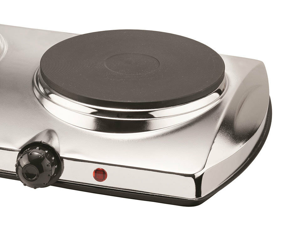 BRAND NEW Brentwood TS-372 Electric Twin Burner - Chrome, Stainless Steel - Fresh Stock Dated December 2025