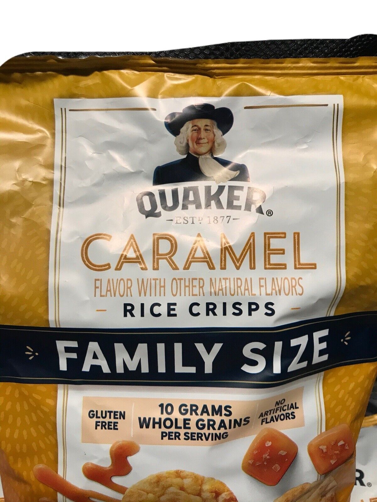 Best By 06/2022 Quaker Caramel Flavor Rice Crisps Gluten Free Family Size 9.8 oz - Fresh Stock Dated February 2026