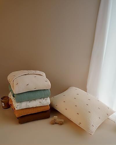Toddler Pillow with Muslin Cotton Pillowcase, 13x18 Kids Pillows for Sleeping... - Fresh Stock Dated February 2026