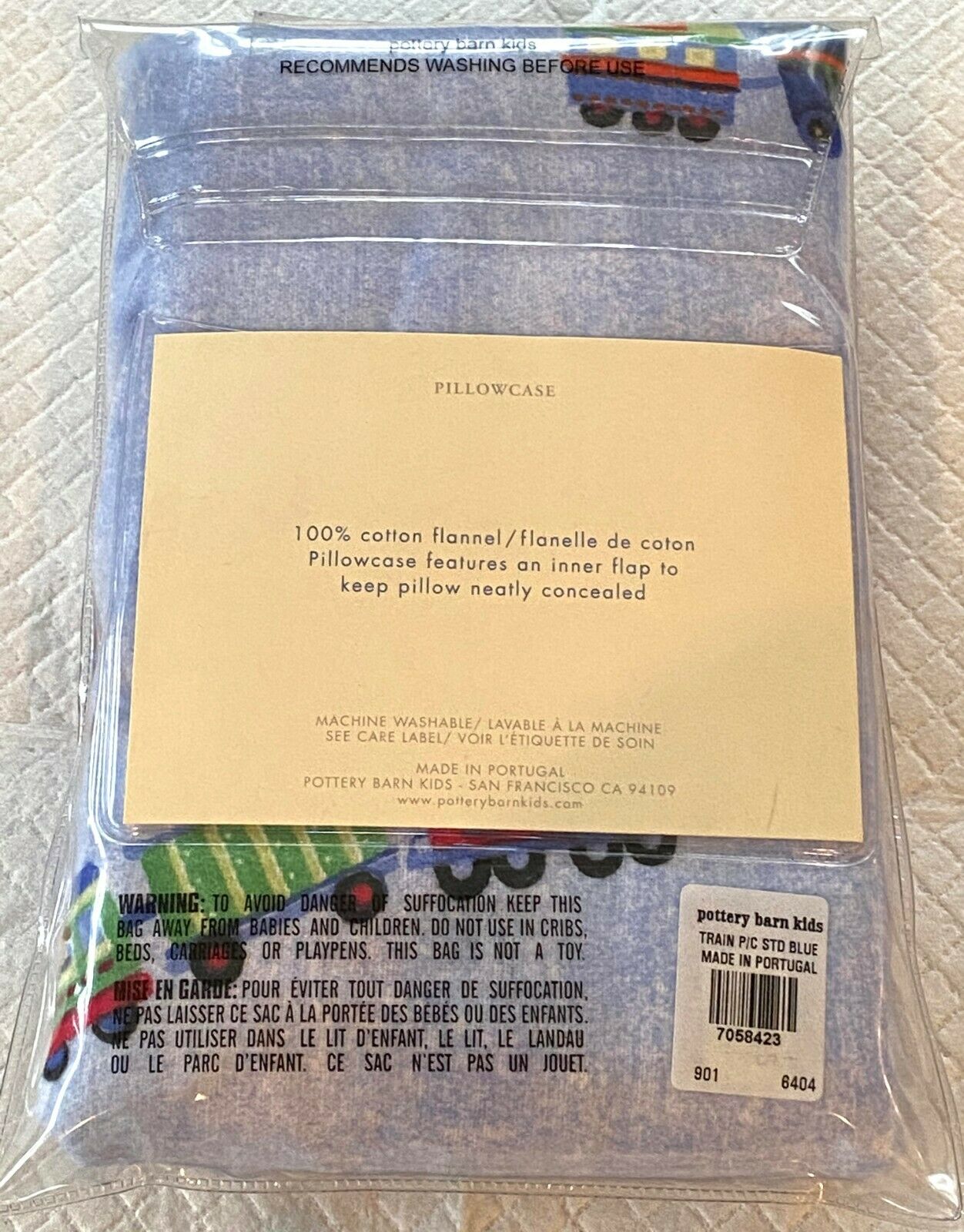 Pottery Barn Kids Train Junction Std Pillow Cases Soft Cotton Flannel *NEW * - Fresh Stock Dated January 2026