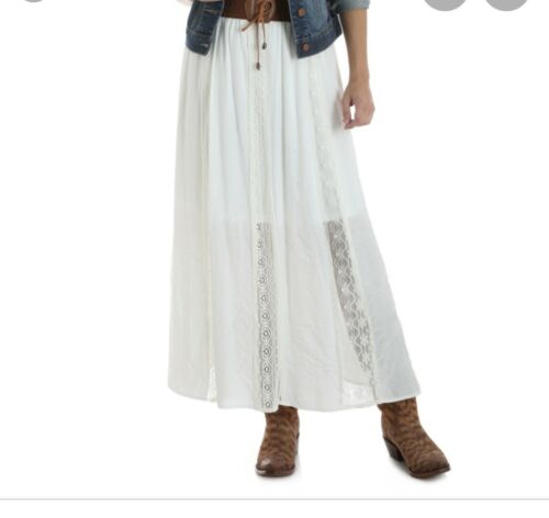 Wrangler Maxi Skirt Sz M Ivory Crochet Western Rodeo Festival NWT - Fresh Stock Dated February 2026
