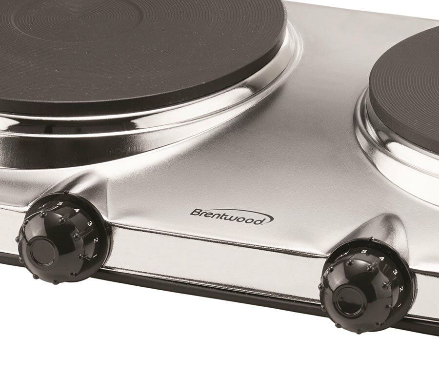 BRAND NEW Brentwood TS-372 Electric Twin Burner - Chrome, Stainless Steel - Fresh Stock Dated December 2025