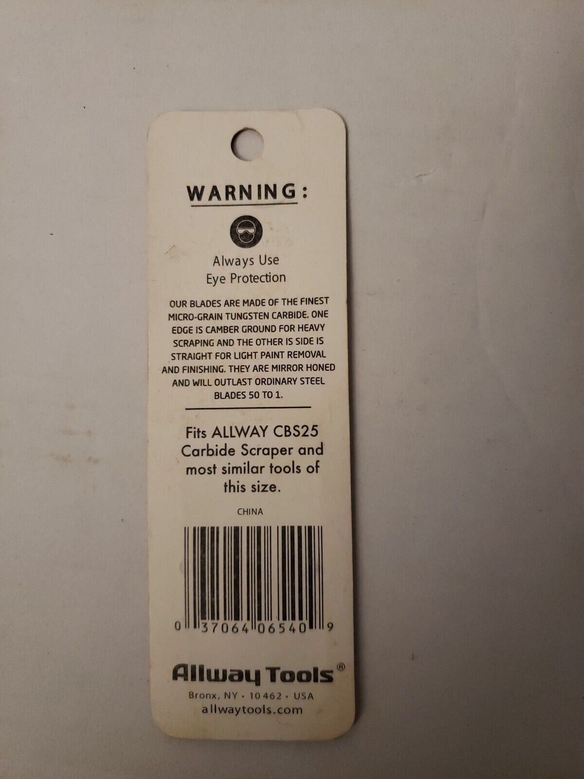 Allway Tool CB25 2-1/2-In. 2-Edge Carbide Replacement Blade - Quantity 1 - Fresh Stock Dated February 2026