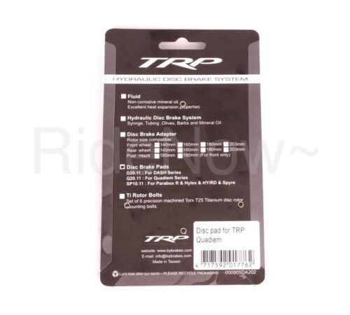 TRP Bike Q20.11 Quadiem, Quadiem SL, Slate T4 bicycle bike Disc Brake Pads - Fresh Stock Dated February 2026