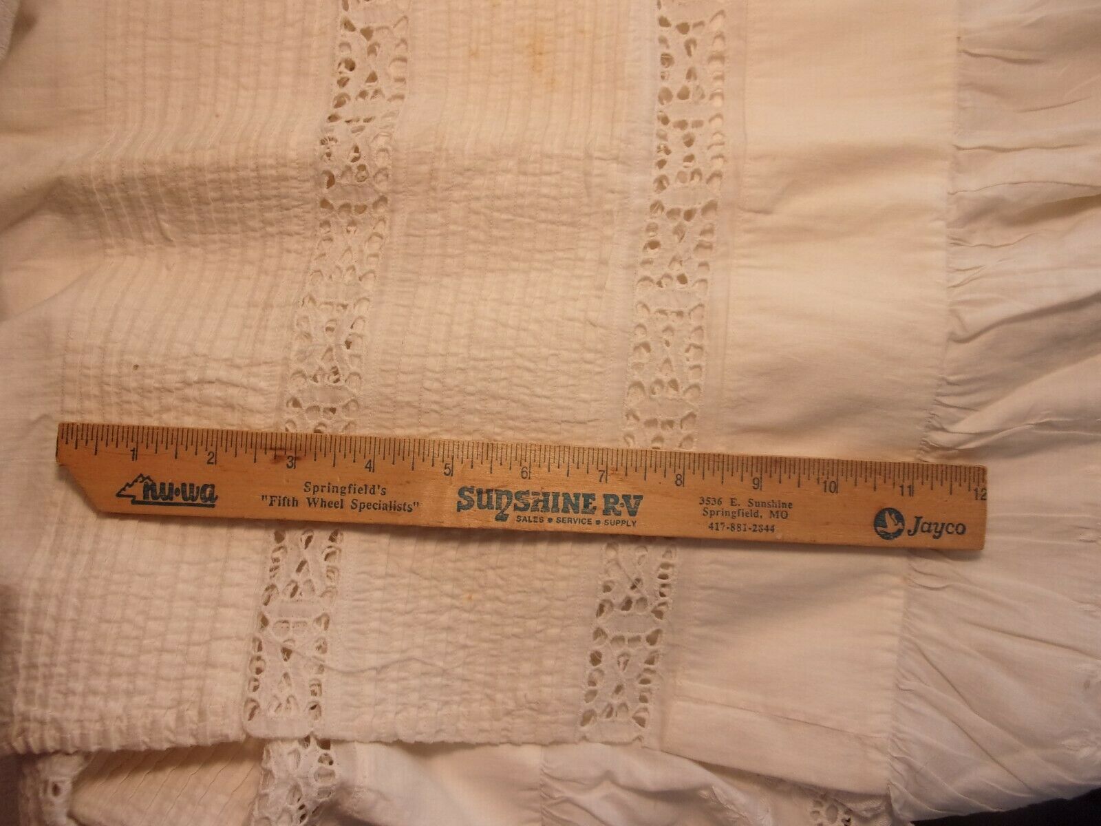 Edwardian Vintage WHITE Cotton PETTICOAT SLIP/SKIRT EYELET LACE  ANTIQUE 34W 34L - Fresh Stock Dated March 2026