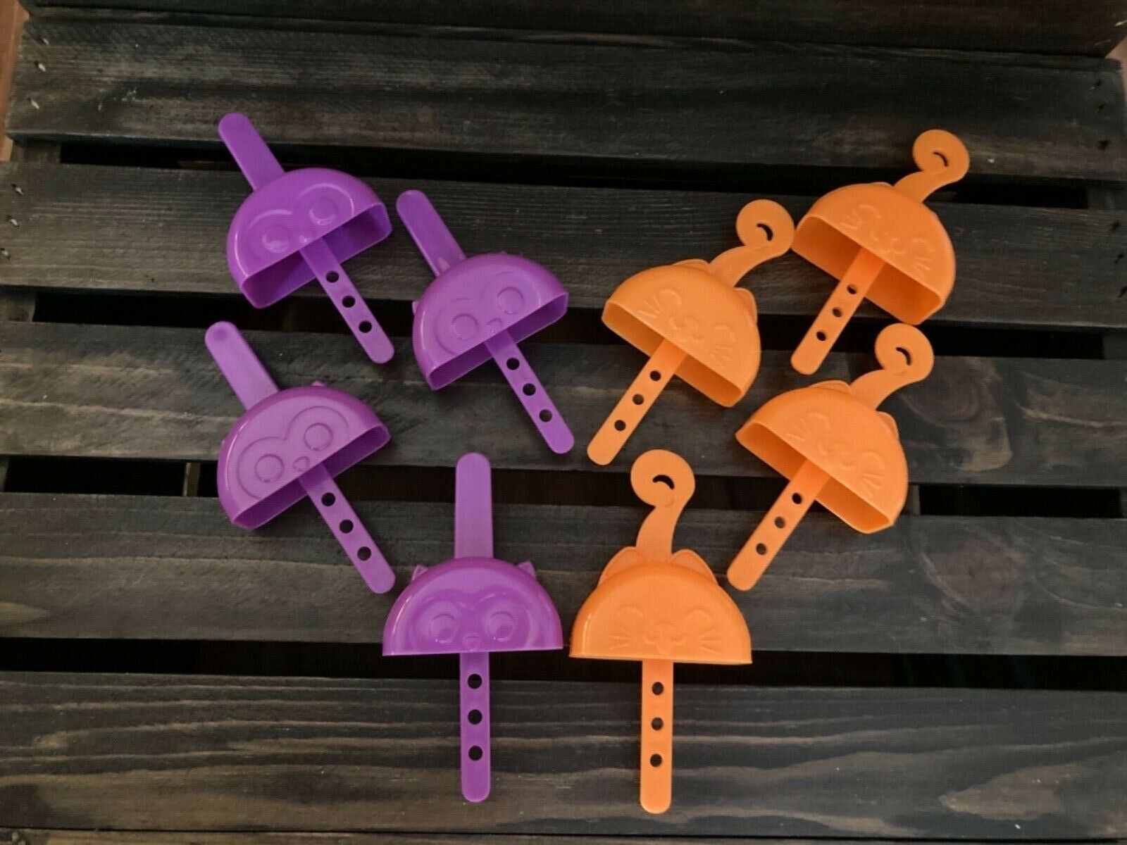 Popsicle Ice Pop Molds Orange Kitty Cat and Purple Owl Handles PreOwned - Fresh Stock Dated December 2025