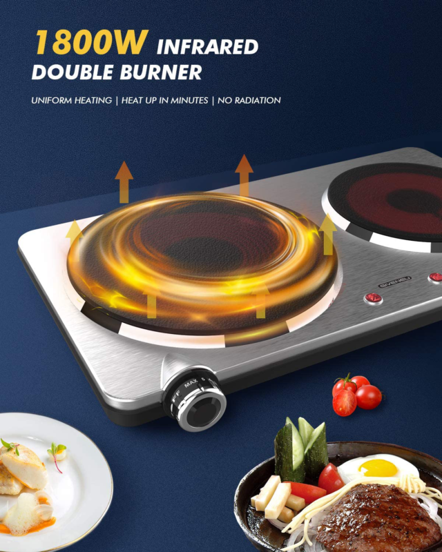 GIVENEU Portable Ceramic Infrared Cooktop, Double Infrared Burner for Cooking, 1 - Fresh Stock Dated December 2025